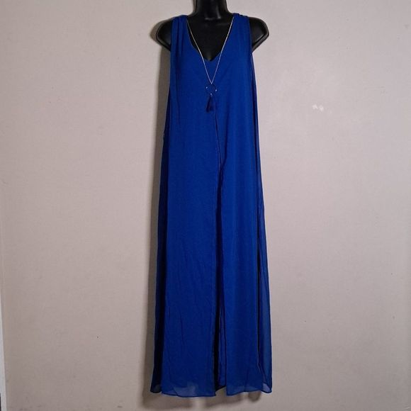 JM Collection Necklace Overlay Maxi Dress Small - Picture 4 of 11